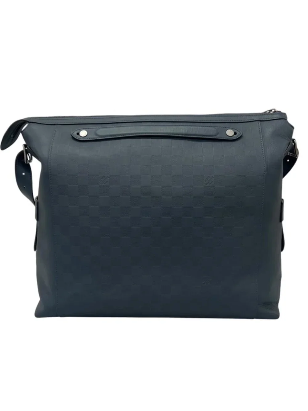 Louis Vuitton Duplex Damier Infini Leather Blue Shoulder Bag Silver